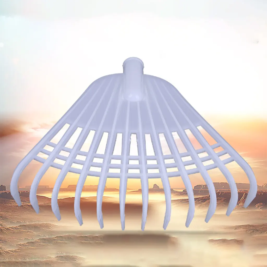 12 Tooth Leaf Rake White Agricultural Rake No Handle Grass Rake Lightweight Flower Planting Soil Rake Plastic Garden