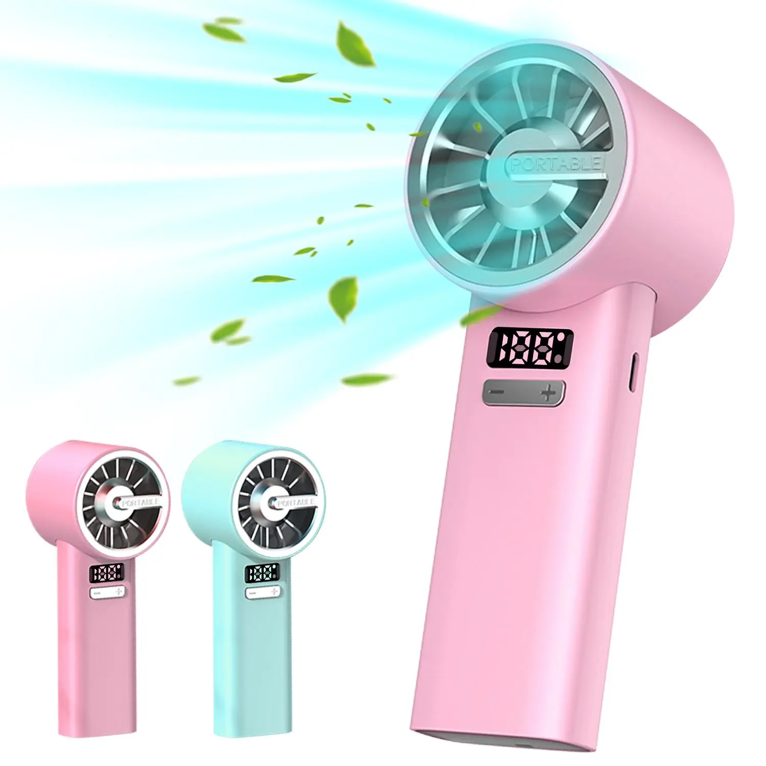 Portable Handheld Fan, USB Rechargeable Fan with Adjustable Speed Setting, Mini Turbo Fan for Travel Outdoor Camping, Suitable for Men and Women