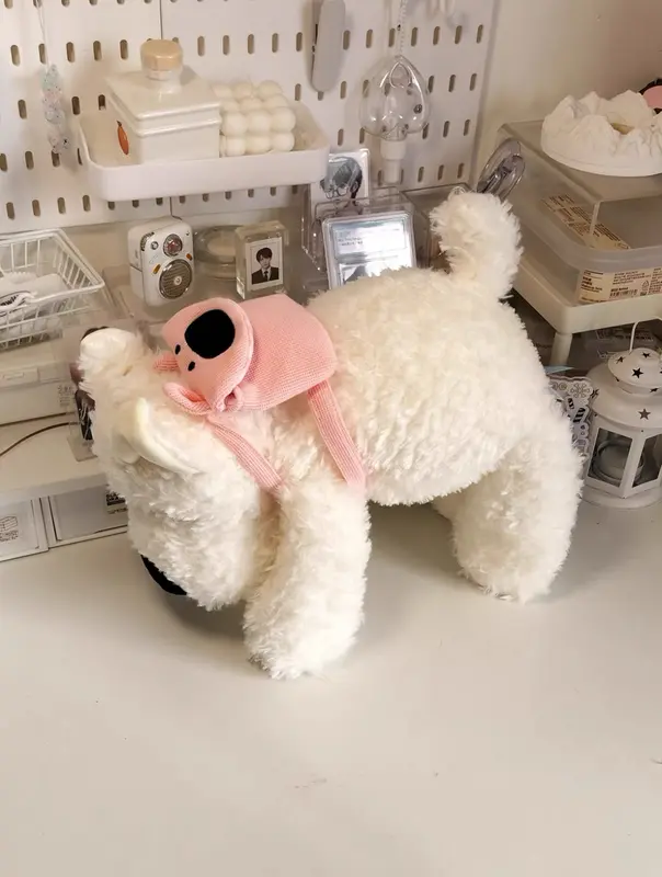 Gấu bông chú chó đeo balo lông mềm balo tháo rời được baby Toy Thú Bông 2