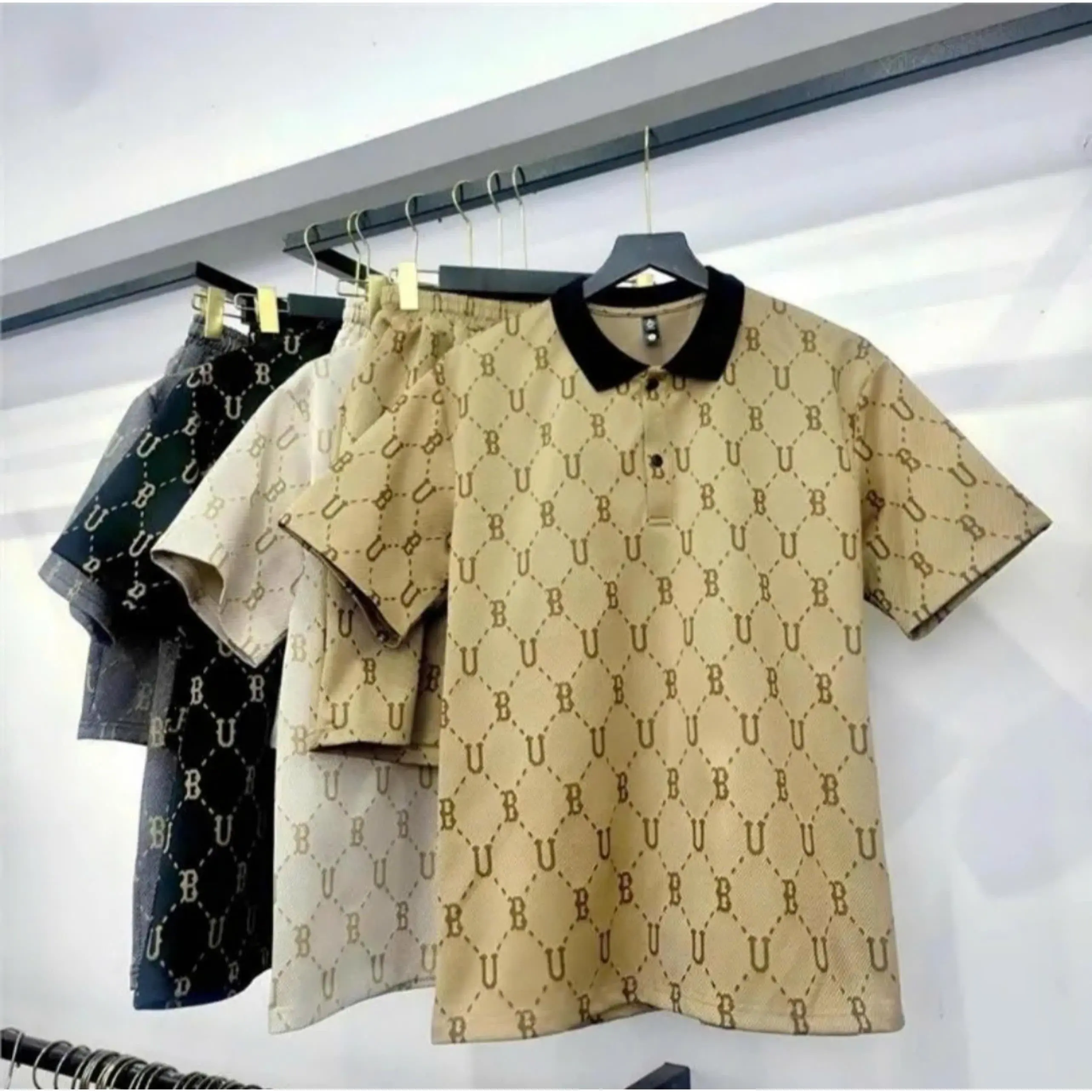 Bộ quần áo nam mặc hè BU chất cotton co giãn nhẹ thoáng mát thấm hút mồ hôi Frill độc đáo Menswear Polo