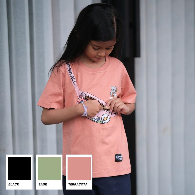 Kepswell - Kaos Anak Gambar 3D Waistbag Love Your Self Original Premium - Baju Kantong Ajaib Tas Slempang - T-Shirt Viral Combed 24s Wanita - Unisex 3