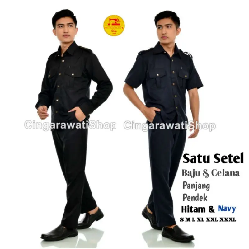 Setelan Safari Security Coklat - Seragam Satpam Lengan Pendek & Panjang Bandung, Harga Terjangkau