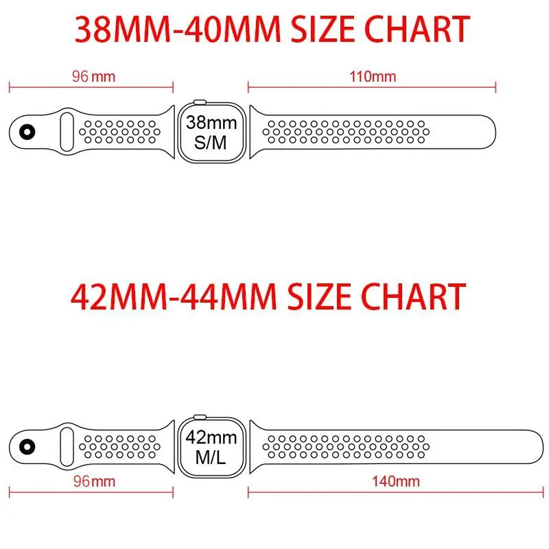 Dây đeo bằng silicon, dành cho iWatch Ultra Series 8 / 7 / 6 / SE / 5 / 4 / 3 / 2 / 1, Có 38mm, 40mm, 42mm, 44mm, 41mm, 45mm và 49mm, Thiết kế lỗ thoáng khí, Thích hợp cho thể thao 3