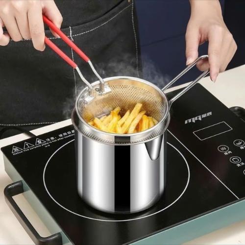 Nồi Chiên Ngập Dầu Bằng Thép Không Gỉ 304, Có Lưới Lọc Tiết Kiệm Dầu Chống Dính 2