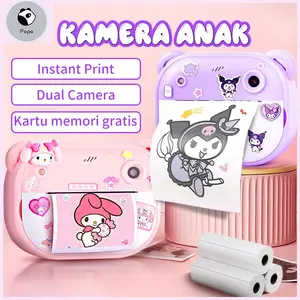 Kamera Anak Ploraroid Mini Instant Print Layar FHD 2 Inch Digital Dual Camera 16GB Mainan Anak Hadiah Ulang Tahun(Stiker gratis)