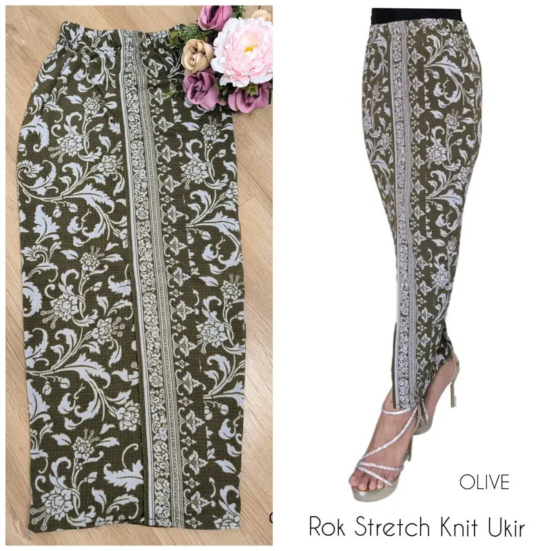 ROK KNIT STRETCH MOTIF UKIR Bawahan Kebaya Cantik 4