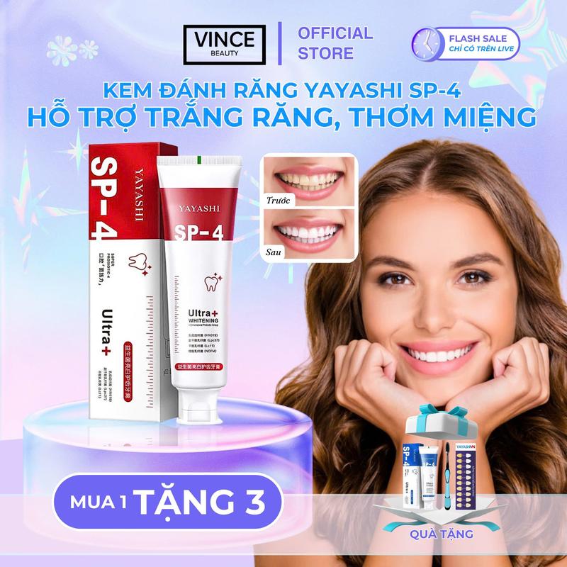 MUA 1 TẶNG 1 Kem Đánh Răng YAYASHI + 1 Bàn Chải hỗ trợ trắng răng hỗ trợ khử mùi hôi miệng hỗ trợ sạch men răng hỗ trợ Bảo vệ nướu Chăm sóc răng