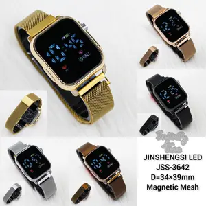Jam Tangan LED Watch JSS3642 Magnet Pasir Digital Cowok Cewek Strap Rantai Pasir Stainless