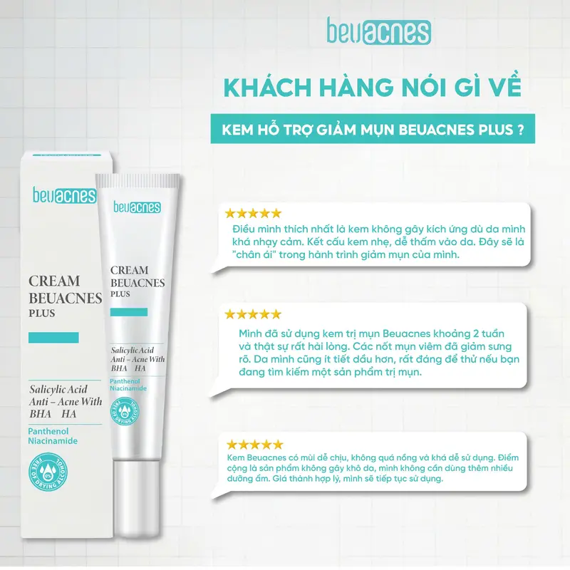 [COMBO 2 TM] - TML920 Combo 2 Kem Mụn BEUACNES PLUS 15g- Giảm Mụn, Sáng Da và Mờ Thâm Mụn Nam Nữ, Làm Đẹp Da Women Skincare Chăm Sóc Da k dùng Cho Bé Trà chấm mụn 4