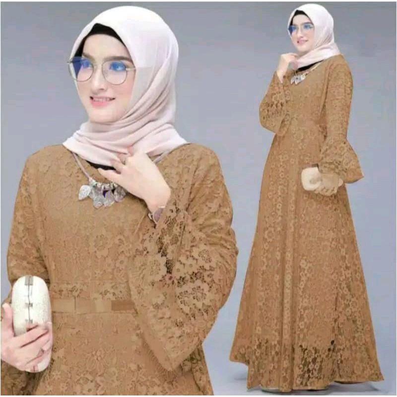 Maxi Dress Yunita Full Brukat Resleting depan (Busui friendly) Terbaru 2025 gamis Pesta gamis kondangan 7