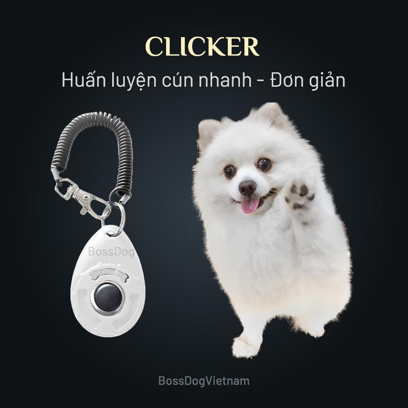 Đồ chơi Clicker dạy chó chuyên nghiệp | Nút bấm êm âm thanh rõ ràng kèm dây móc đeo | BossDog