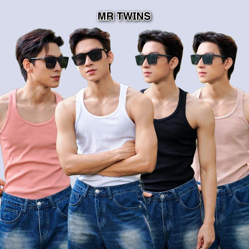 Áo Thun Ba Lỗ Tank Top Nam Cổ Tròn SÂU Form Body Nhiều  Màu Vải Cotton Tăm Gân Thương Hiệu Mr Twins Menswear