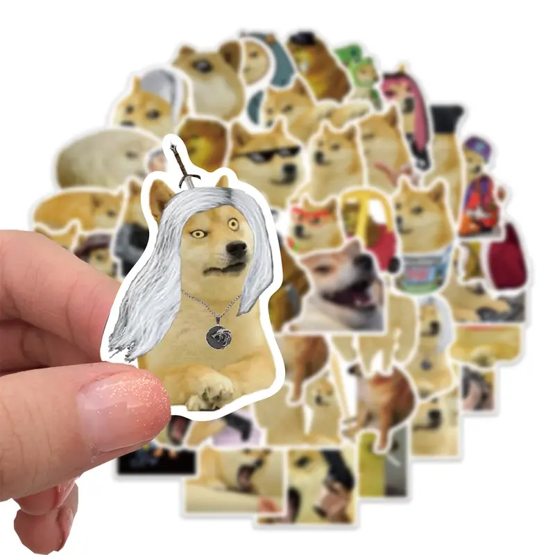 Set 50 sticker hình dán meme Doge hài hước chống thấm nước 3