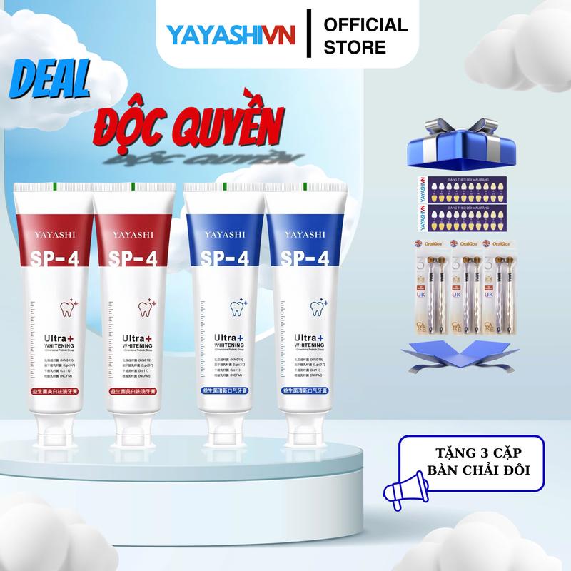 [MUA 2 TẶNG 2 TẶNG 3 BÀN CHẢI ĐÔI] KEM ĐÁNH RĂNG YAYASHI SP4 HỖ TRỢ GIẢM HÔI MIỆNG HỖ TRỢ TRẮNG RĂNG YAYASHIVN BEAUTY