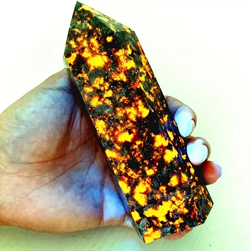 1 Pc Natural Crystal Yoderite Flame Stone Energy Column Rainbow Tower Energy Seven Chakras For DIY Jewelry Making Home Decor Crystal Gift Halloween Decoror