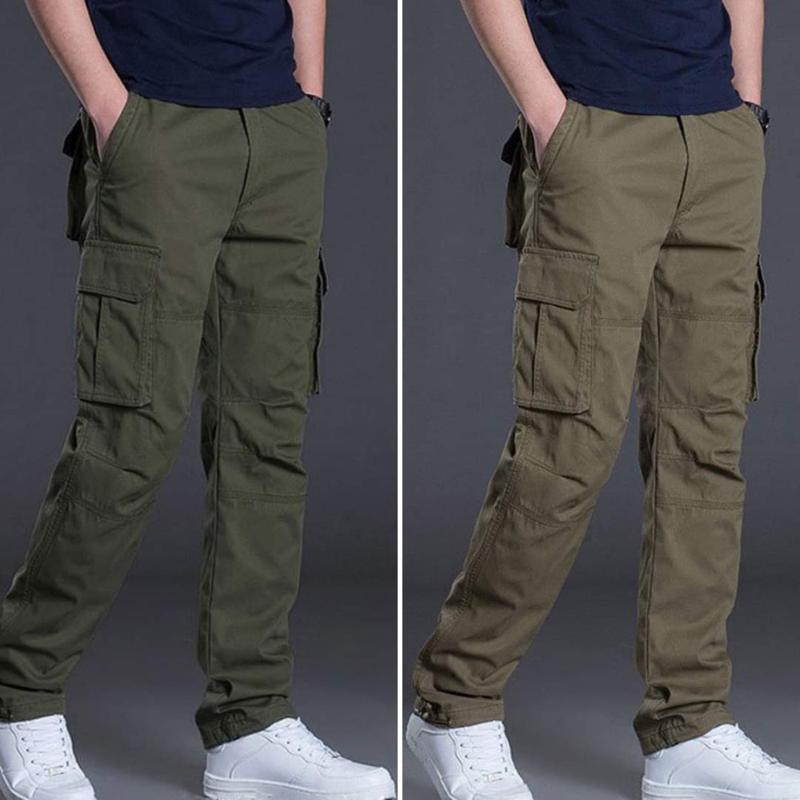 Quần dài Kaki Túi Hộp chất Dày Dặn Ống Suông Rộng 45kg - 90kg Menswear Nam Pants