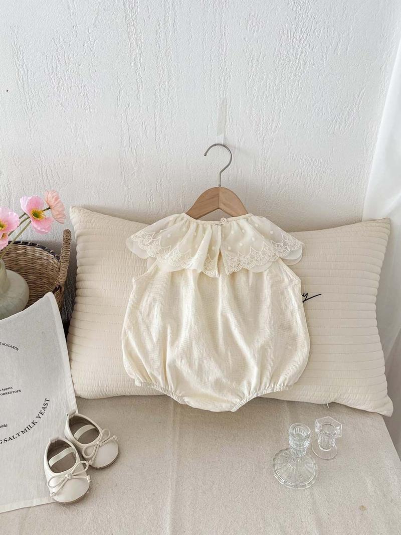 Product Introduction of Quần Áo Trẻ Em Áo Liền Quần Thêu Hoa, Phong Cách Mùa Xuân, Cho Em Bé Gái, Cổ Áo bẻ xuống, Áo Liền Quần ngắn Tay, Váy Chị Em, Phong Cách Ins 21