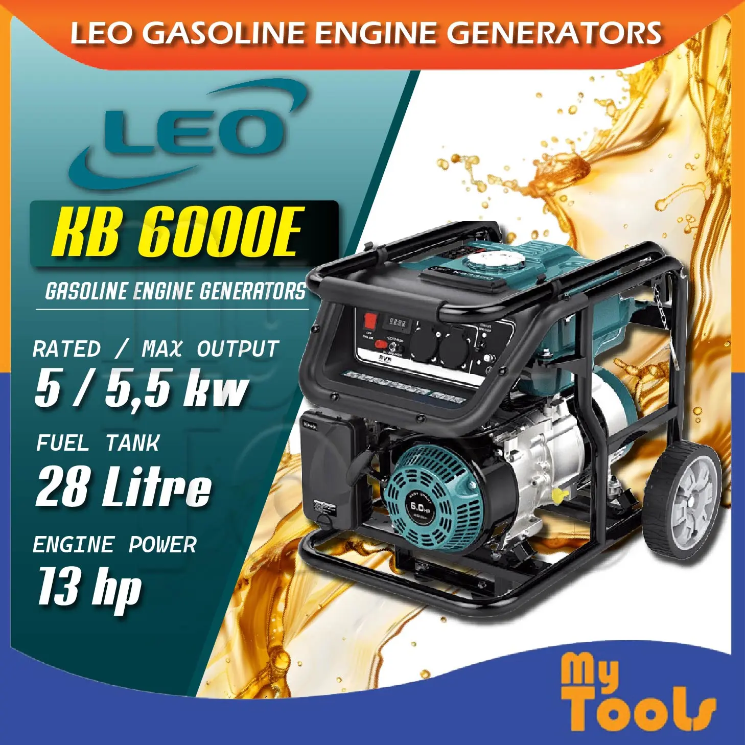 Mytools LEO KB 6000E Gasoline Engine Generators Petrol Mesin Api Karan ...