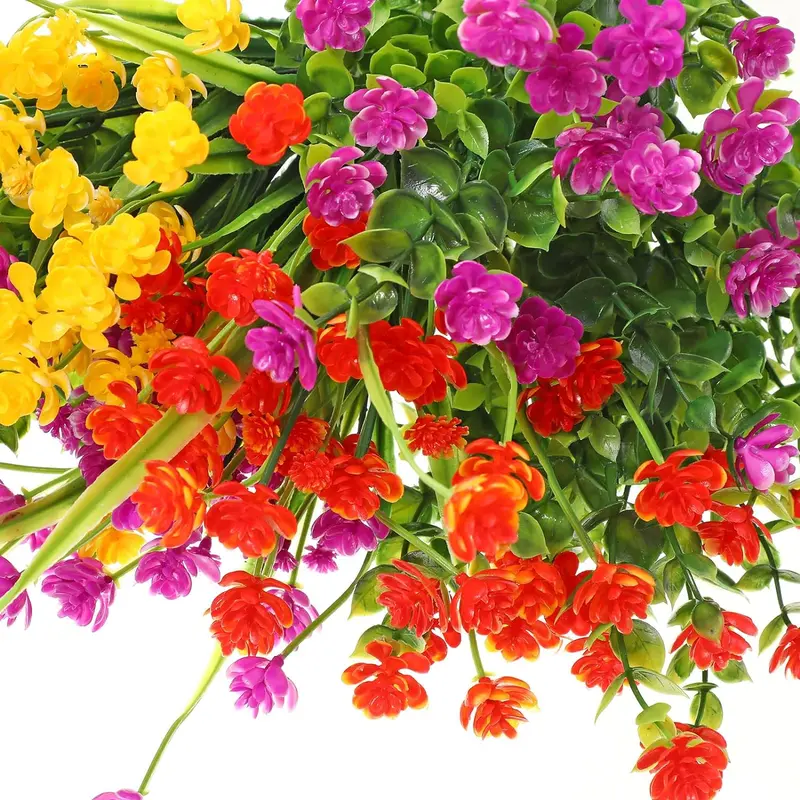 Artificial Flower Bouquet, 12pcs/set UV Resistant Faux Flower Bouquet, Fake Flower Bouquet, Decorative Flower for Home Garden Hanging Planter 5