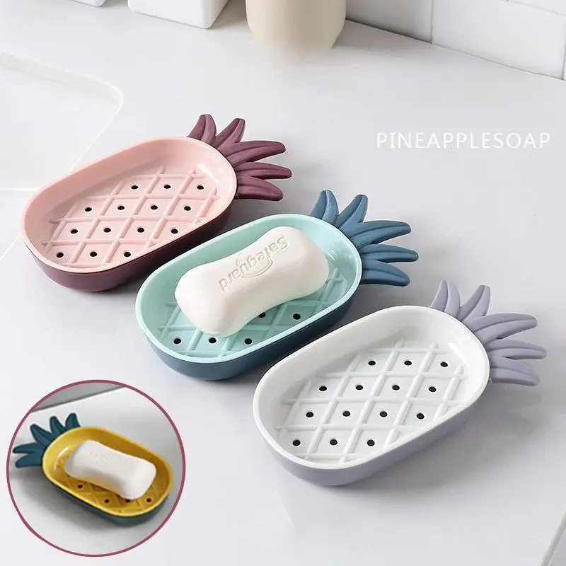 Creative Pineapple Soap Box Cartoon Cute Soap Box Holder Draining Sanitary Bathroom Soap Box Soap Box Drainage Punching Free Large
