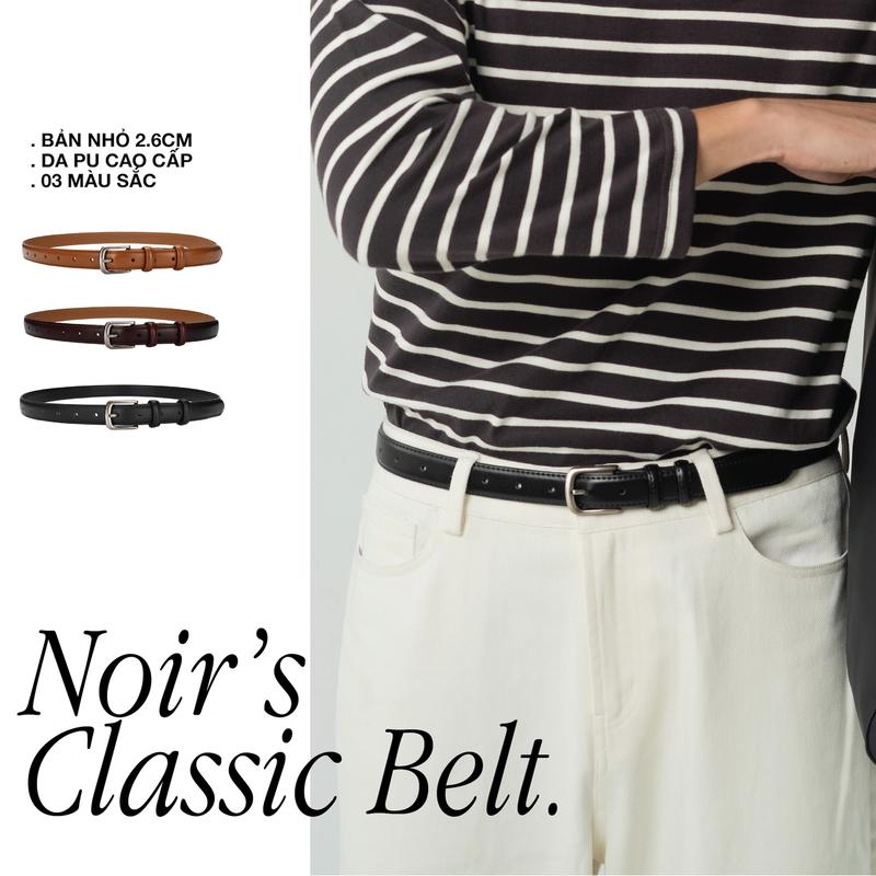 THẮT LƯNG DA NHẬP KHẨU CAO CẤP - BẢN NHỎ VINTAGE 2.5CM - NOIR STUDIOS