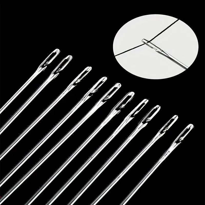 Stainless Steel Self-threading Needle Set, 30pcs/set Multipurpose Household Hand Sewing Needle with Wooden Needle Case, Sewing Supplies for Home Use 3
