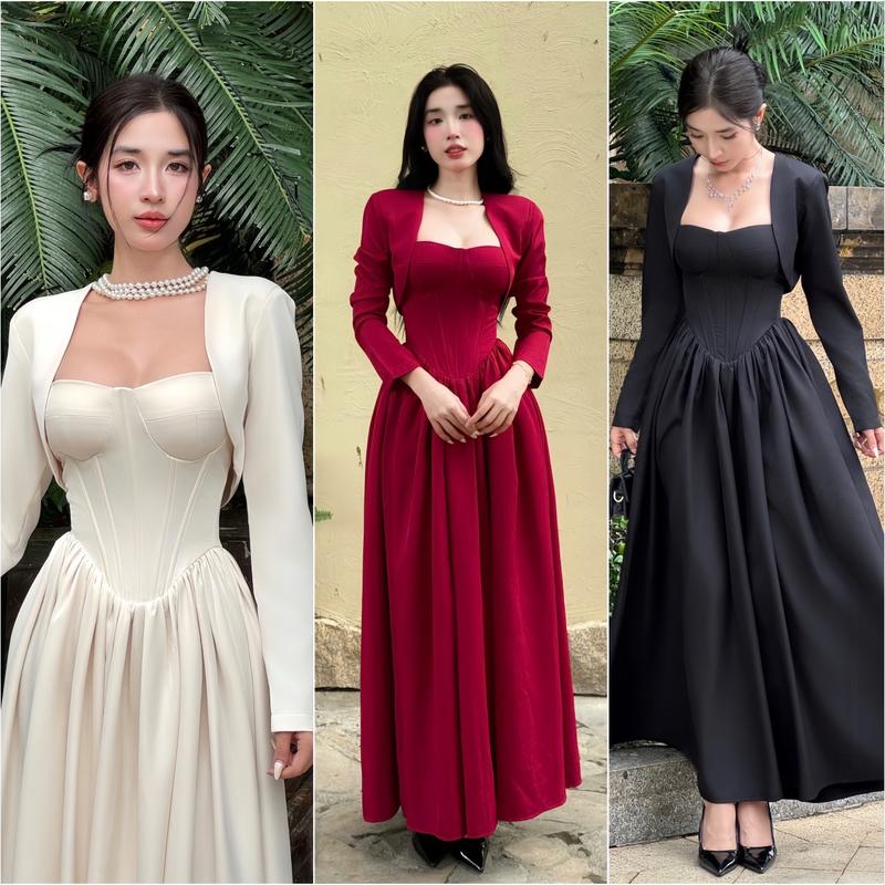 (Link1) ĐẦM Corset(2) Hai Dây Tùng Xoè Bo Chun Lưng 3 Size S M L Đầm Đi Tiệc Váy xinh sang chảnh Váy xinh Nữ Women Dress xinh sang chảnh váy đi biển đẹp Váy Đi Tiệc Đám Cưới Váy Xinh