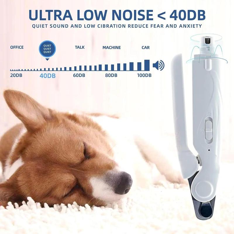 Low Noise Electric Dog Nail Clipper, Rechargeable Cat Nail Clipper with LED Light, Professional Pet Nail Clipper for Small, Medium and Large Dogs 5