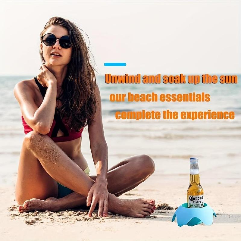 Multifunctional Beach Cup Holder, Bottle Holder, Creative Beach Holder for Beer, Beverage, Phone, Sun Glasses, Key 5