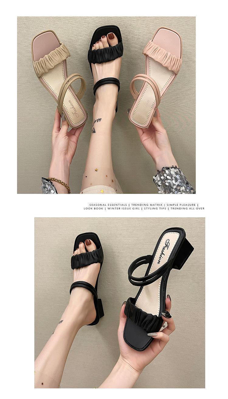 Product Introduction of 1PCS cool slippers women's autumn and summer fashion versatile thick heel non-slip outer wear Shoes Sandal 4