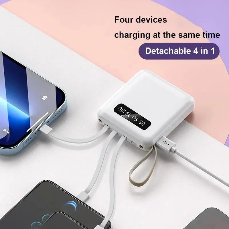 PIN DỰ PHÒNG 20000mAh - SẠC 3 ĐIỆN THOẠI CÙNG LÚC, ĐẦY PIN CHỈ 1 TIẾNG! 🔋⚡Powerbank, masber, 20000mah, với 4 Cáp, Cỡ Nhỏ (kích thước nhỏ), Mini (Type C hoặc Micro hoặc IP), Pawer Bank, Chính Hãng, Màn Hình Kỹ Thuật Số 8