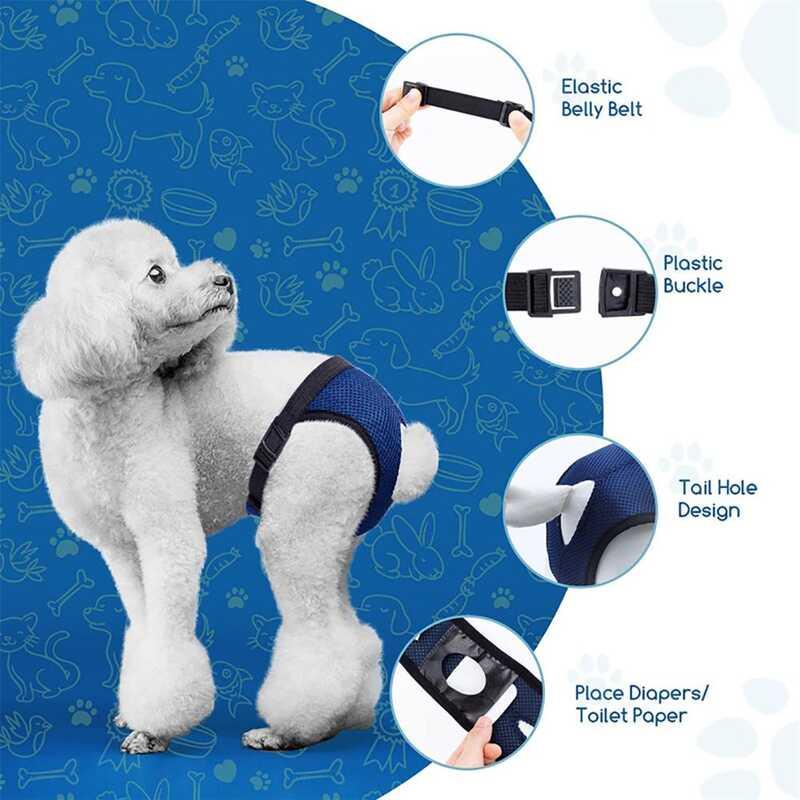 Product Introduction of Sizes Washable with 3 Replaceable Diaper for Female Mesh Hole Design Accessories Diapers Pet Panties Dog Underwear 15
