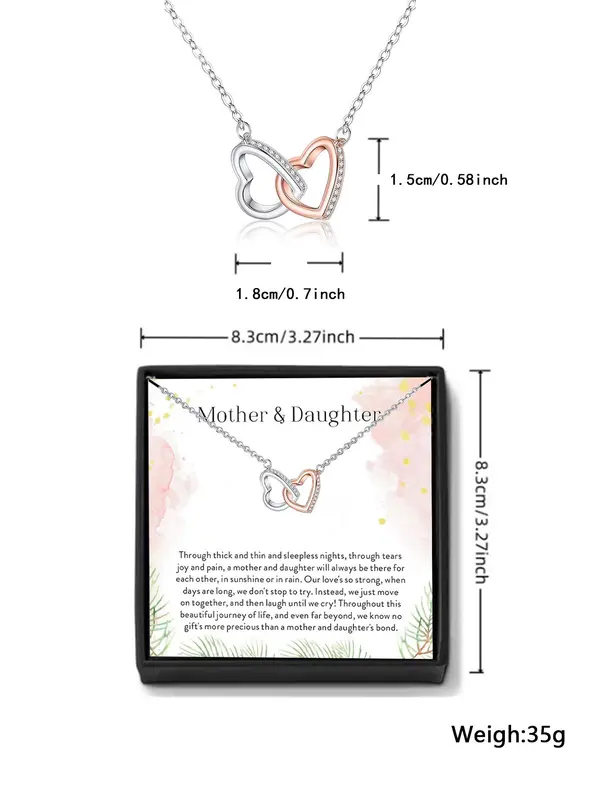 Heart Shaped Pendant Necklace, Mother & Daughter Themed Necklace, Fashion Jewelry Accessories for Women & Girls, Gift for Mom & Daughter 1