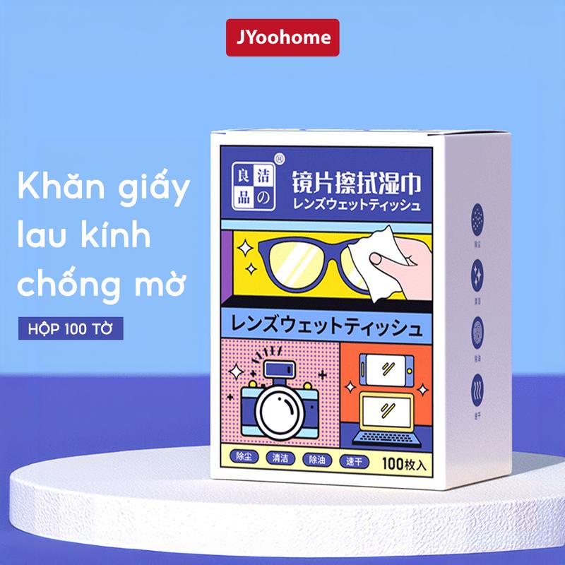 Hộp 100 Khăn lau kính nano JYoohome chống bám hơi nước Giấy lau kính mắt chống sương mù mồ hôi tiện lợi Cao Su Giày khan lau