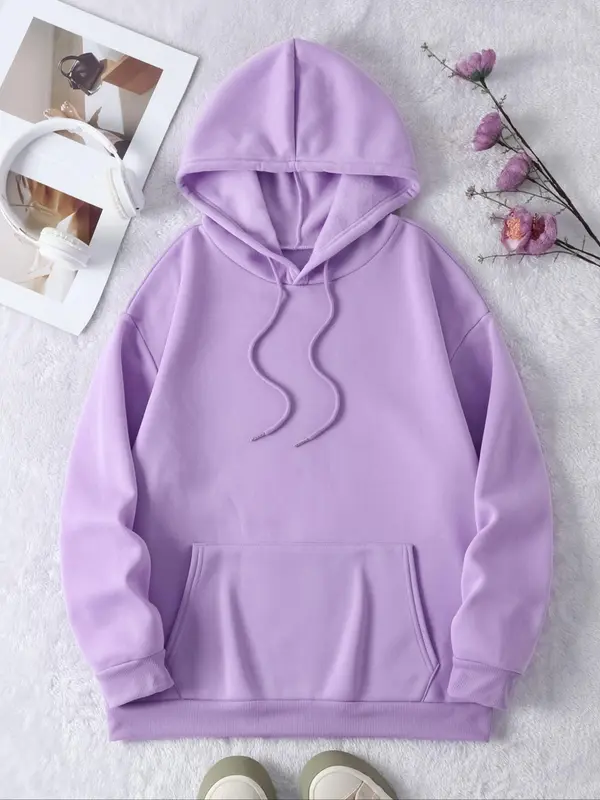 【Plus Size】 Cherry & Letter Print Thermal Lined Hoodie, Fashion Casual Drawstring Pocket Cherry Hoodie for Daily Holiday Outdoor Wear, Hoodies for Women, Yoga Hoodie, Women Clothing for Fall & Winter, Curve Fashion 8