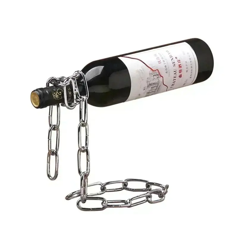 Magical Suspension Iron Chain Wine Rack - Single Bottle Display Stand for Kitchen, Dining Room, Bar & Cellar Decoration
