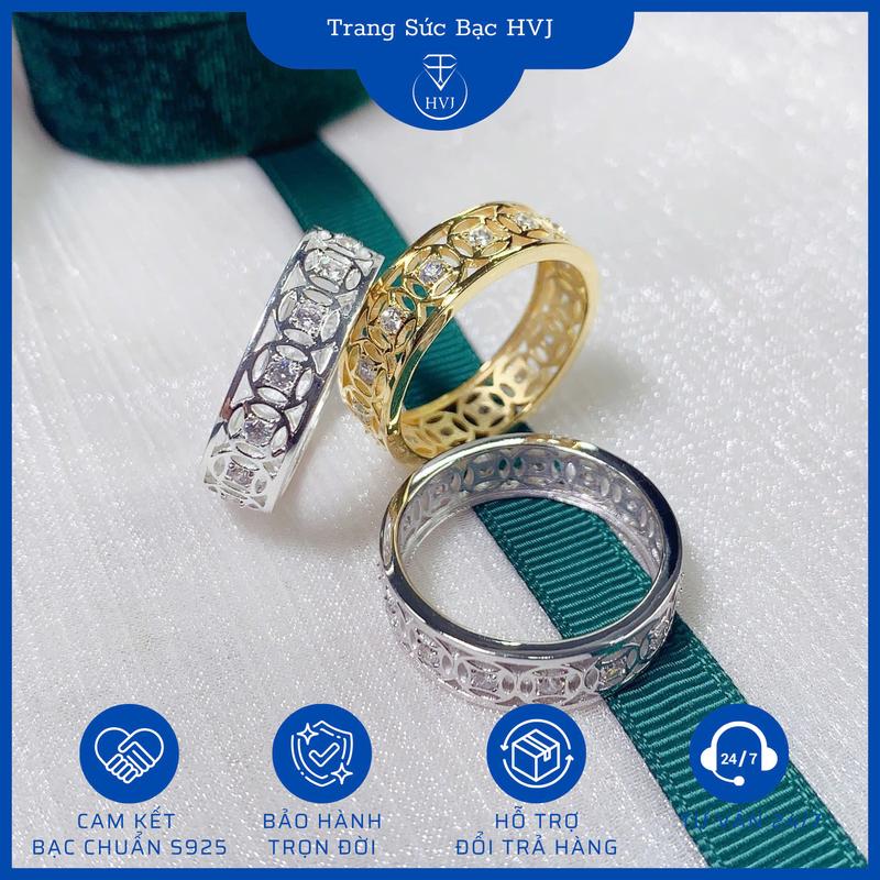Trang Sức Bạc HVJ Nhẫn Bạc Nam Kim Tiền Tài Lộc Full Đá Bạc S925 Có Kèm Hộp Đựng