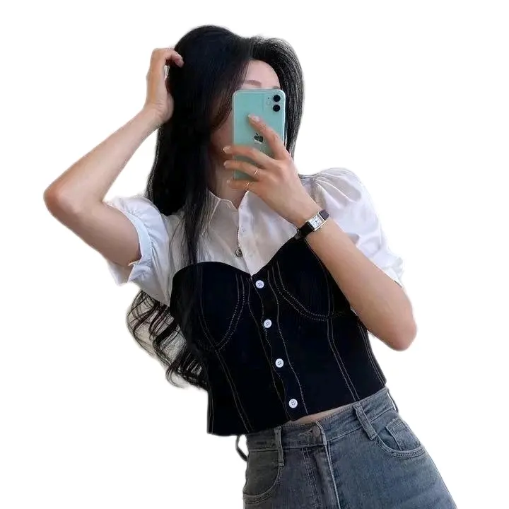 INSEN - DAHYUN BLOUSE 2IN1 MIX HORNET / ATASAN BLOUSE CROP WANITA 0