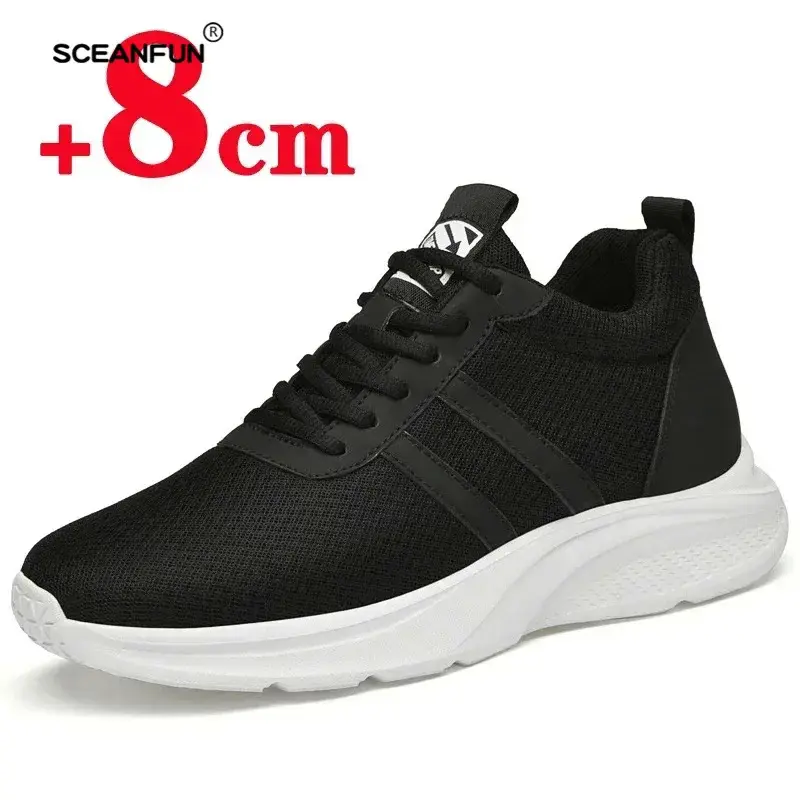 Genuine Leather Elevator Shoes Height Increased Shoes for Men Sneakers Increasing Shoes man shoes  Breathable 6-8cm Heightening
