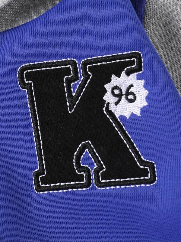Two-piece Set Boy's Letter and Figure Embroidery Hoodie & Elastic Waist Sweatpants Set, Casual Long Sleeve Hooded Jackets & Pocket Jogger Pants, Kids Fall & Winter Clothes 3