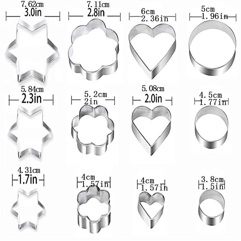 Product Introduction of Stainless Steel Cookie Cutter, 12pcs Various Shape Cookie Baking Mold, Baking Tool for Home, Kitchen Accessories, Kitchen Gadget 1