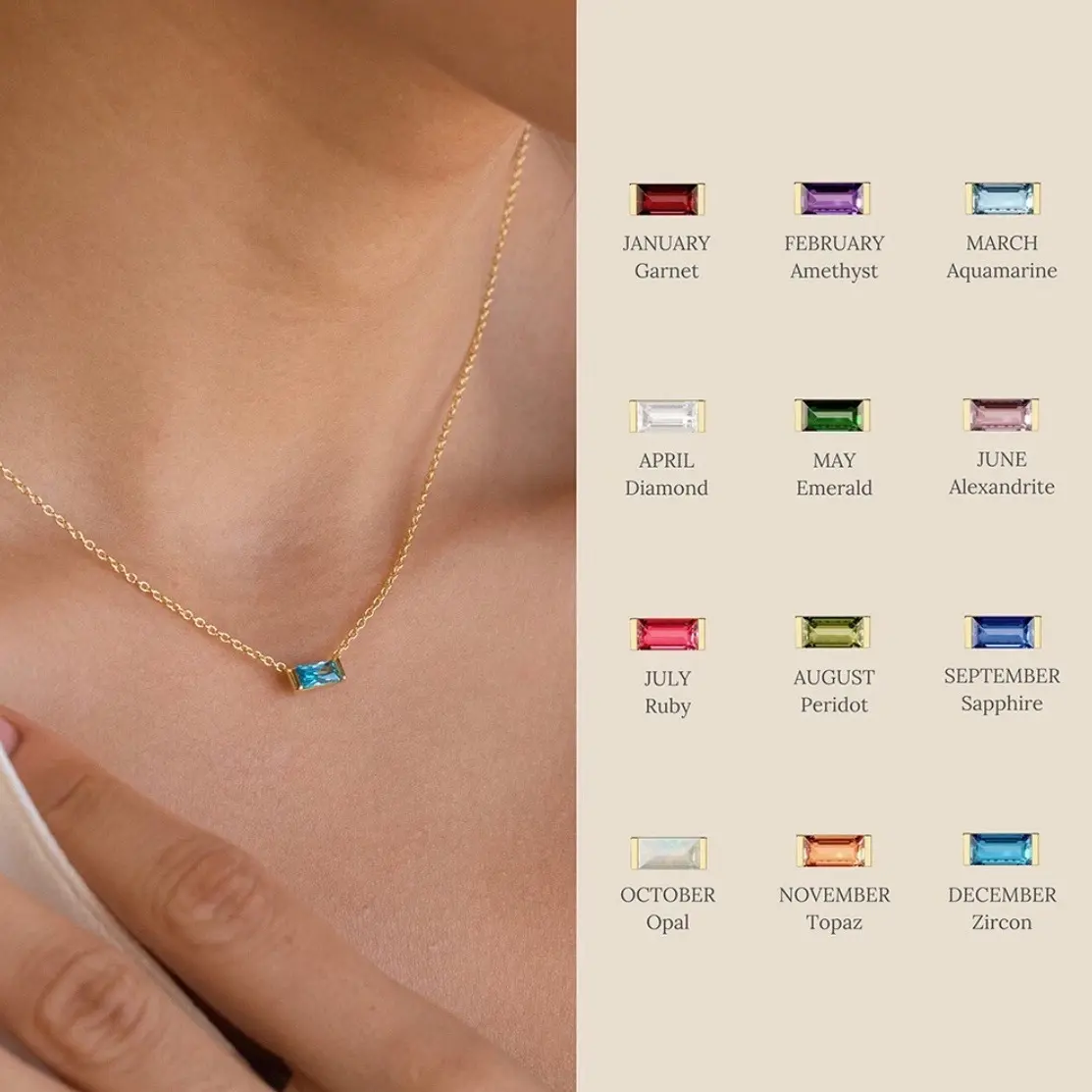 Violette Jewelry - Myra Necklace - Dainty Zirconia Gem Birthstone Necklace / Kalung Batu Kelahiran