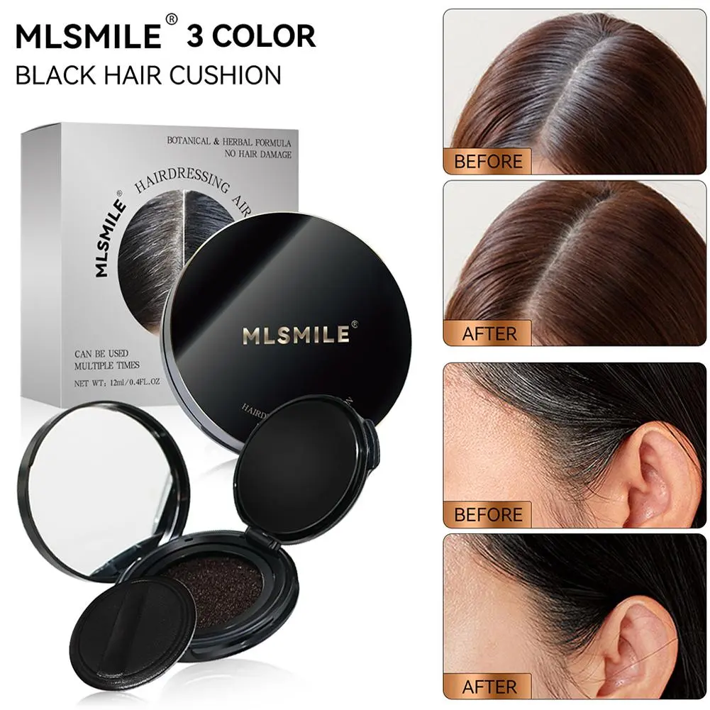 Air Cushion Hair Color Temporary Hair Dye Roots Coloring Liquid Instant Gray Root Coverage Powder Puff One-Time Hair Concealer