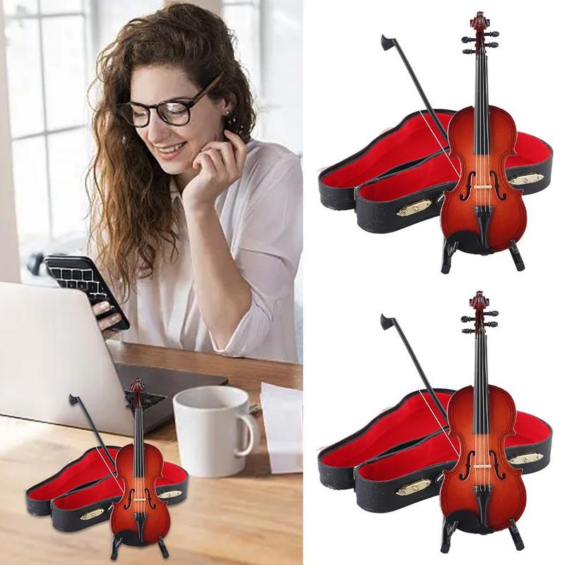 Product Introduction of Handmade Violin Model Decoration Collection Model Gifts With Stand Miniature Musical C7N1 20