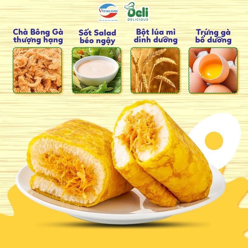 Combo 2 Túi Bánh Da Trứng Cuộn Sốt Salad Chà Bông Gà DELI - Bánh Ăn Sáng - Tặng 01 bánh 85g 4