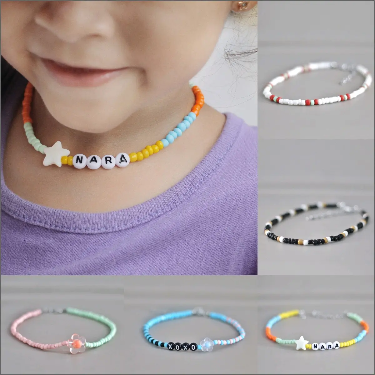 Kalung Nama Anak | Kalung Mote Warna-warni | Kalung Anak Balita