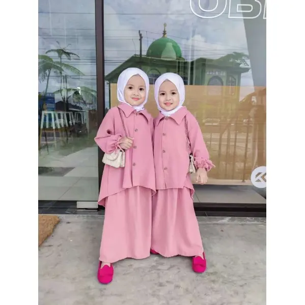 ONE SET SAVANA 1 - 10 TAHUN KEMEJA OVERSIZE MIX ROK / SETELAN ROK ANAK PEREMPUAN CRINCLE PREMIUM 0