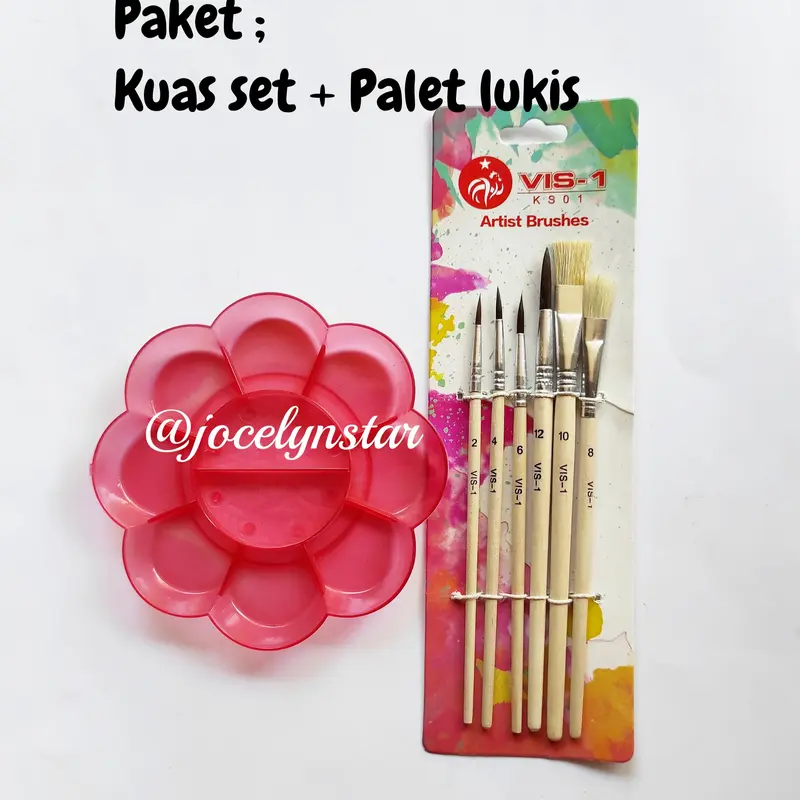 PAKET Melukis ( palet dan kuas 1 set), kuas lukis dan palet lukis 0