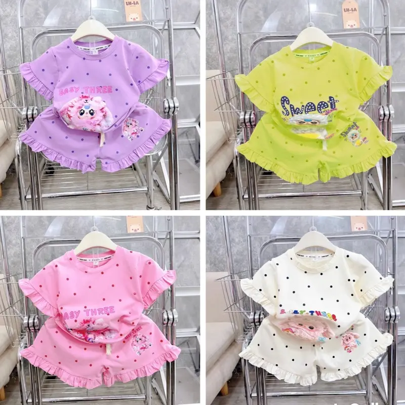 Combo 4 bộ bèo xinh cho bé gái  chất cottoon su