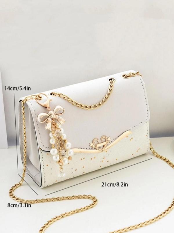 Women's Fashionable Bowknot Decorated Shoulder Bag,  Elegant Solid Color Crossbody Bag for Daily Used, Casual Trendy Versatile High-quality Daily Commuting Bag 8